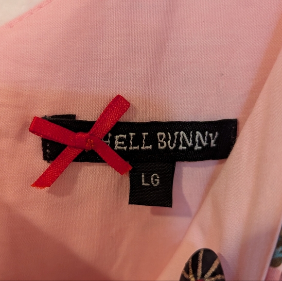 Hell Bunny Jenna Japanese Pink & Blue Cherry Blossom Fit & Flare Dress Sz Large - Picture 5 of 9